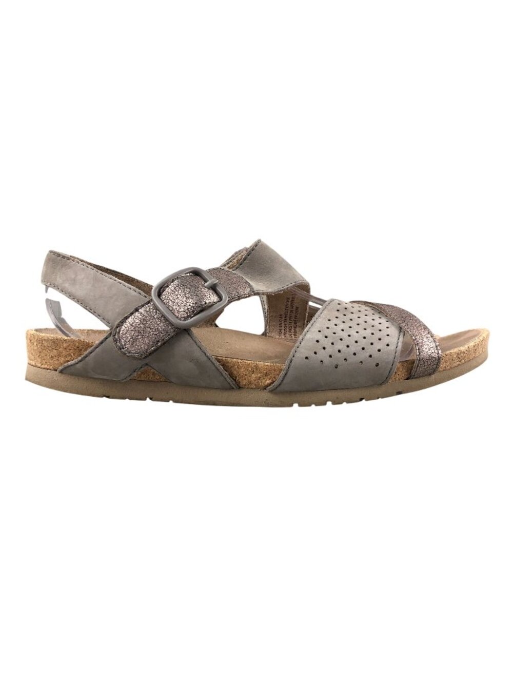 Earth Women's Size 8.5M Linden Laguna Grey Leather Open Toe Hook & Loop Sandals
